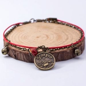 SCORPIO Zodiac Coin Ceramic Beaded Rope Bracelet